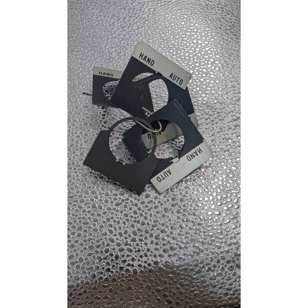 Vintage Industrial Hand Auto Switch Legend Plates Metal‎ Control Tags Lot of 4